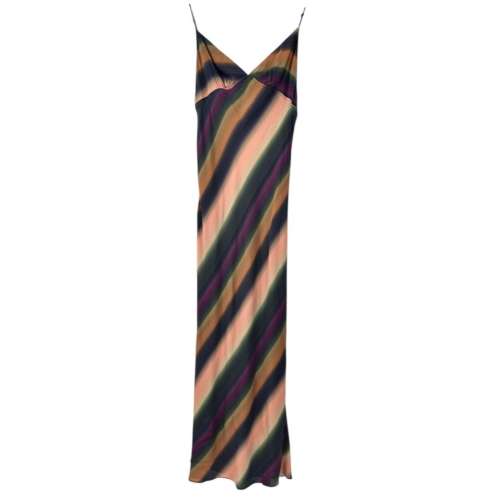 NWT DISSH Lulu Ombre Purple Green Orange Spaghetti Strap Slip On Maxi Dress - Picture 6 of 13